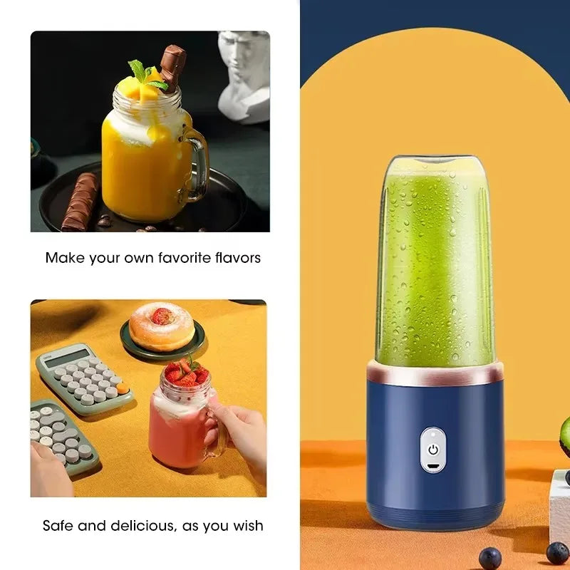 Batidora Portátil de Zumos de Fruta – Mini Licuadora Eléctrica Personal para Verano, Vaso Recargable por USB con 6 Cuchillas, Exprimidor para Cocina