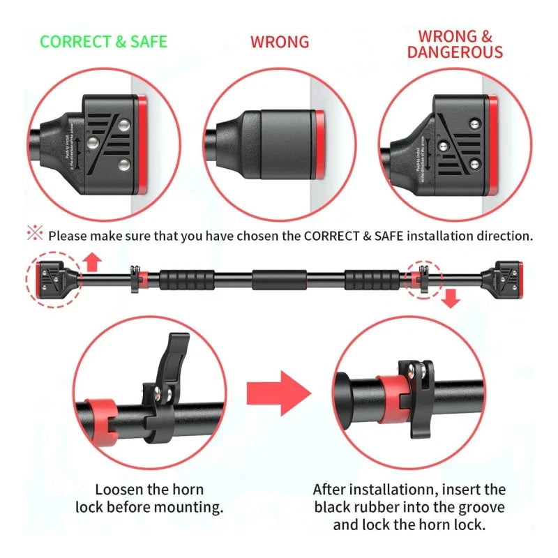 Barra Horizontal de Fitness para Casa – Barra de Dominadas para Interior sin Taladrar, Equipo de Entrenamiento y Estiramientos para Puerta