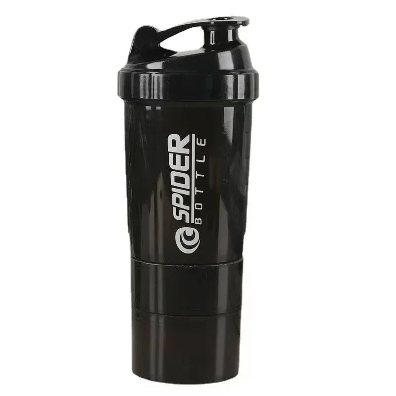Vaso Shaker de Proteínas Portátil 500 ml – Botella Deportiva con Compartimento para Polvo y Bola Batidora de Alambre para Gimnasio y Fitness