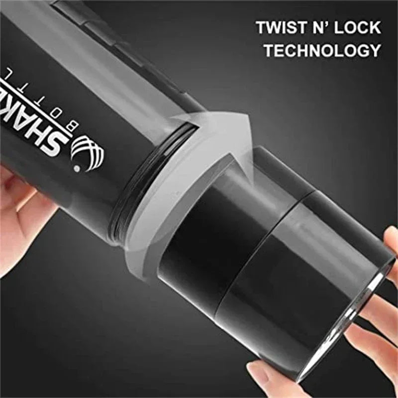 Vaso Shaker de Proteínas Portátil 500 ml – Botella Deportiva con Compartimento para Polvo y Bola Batidora de Alambre para Gimnasio y Fitness