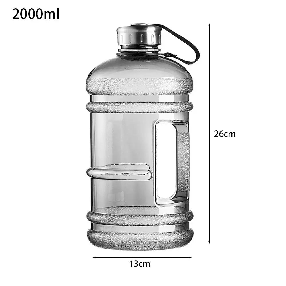 Botella de Agua de 2L – Bidón Deportivo Grande de Alta Resistencia en PETG, Botella Portátil con Asa tipo Shaker